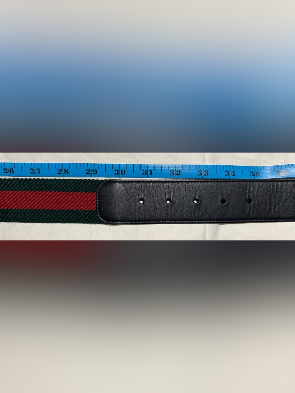 Gucci Interlocking G Web Belt Black Leather Green Red Canvas Size 90/36 - Italy - Picture 8 of 8
